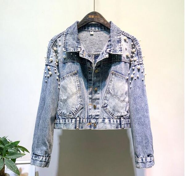 2020 new spring and autumn women's denim jacket beaded short denim coat women loose clothing, Black;brown
2020 new spring and autumn women's denim jacket beaded short denim coat women loose clothing, Black;brown