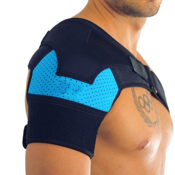 back support 1pcs shoulder brace adjustable neoprene with pressure pad pain ice pack compression sleeve, Black;blue
back support 1pcs shoulder brace adjustable neoprene with pressure pad pain ice pack compression sleeve, Black;blue