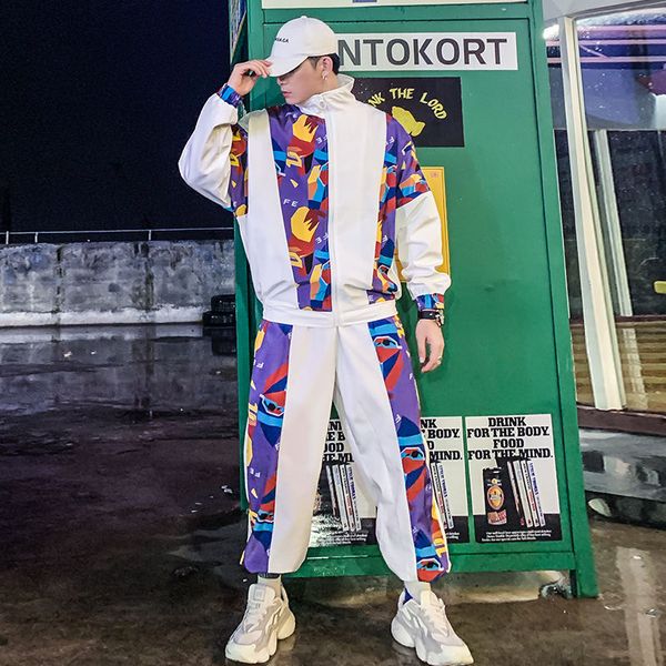 2020 men coat suit hip-hop sports jacket men fashion set two-piece set splice printed loose suit male street dance tracksuit, Black;blue
2020 men coat suit hip-hop sports jacket men fashion set two-piece set splice printed loose suit male street dance tracksuit, Black;blue