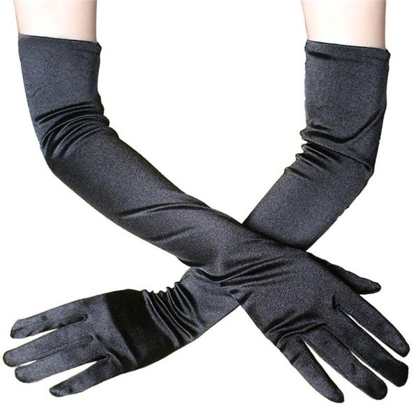 five fingers gloves elegant long dress satin fun dinner performance one pair 30my06, Blue;gray
five fingers gloves elegant long dress satin fun dinner performance one pair 30my06, Blue;gray