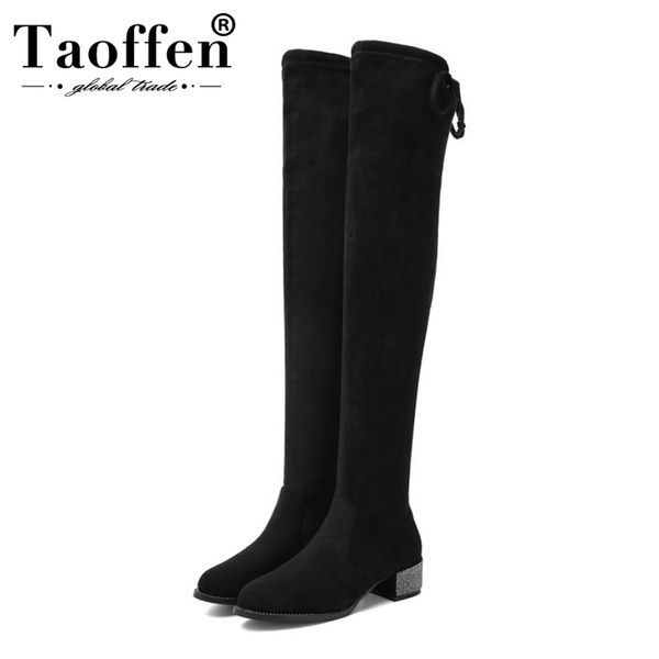 boots taoffen women thigh high winter keep warm stretch shoes lace up casual crystal square heels footwear size 34-43, Black
boots taoffen women thigh high winter keep warm stretch shoes lace up casual crystal square heels footwear size 34-43, Black