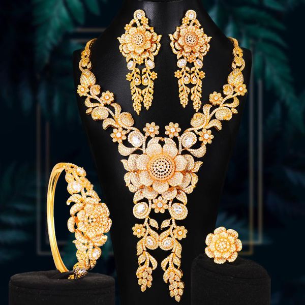 costume 4pcs big luxury big flower lariat necklace jewelry set for women wedding african cubic zircon cz dubai bridal jewelry, Silver
costume 4pcs big luxury big flower lariat necklace jewelry set for women wedding african cubic zircon cz dubai bridal jewelry, Silver