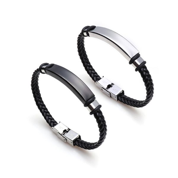 european and american fashion leather woven tisco handmade bracelet retro men's processing lettering custom diy stainless steel jewelry, Golden;silver
european and american fashion leather woven tisco handmade bracelet retro men's processing lettering custom diy stainless steel jewelry, Golden;silver