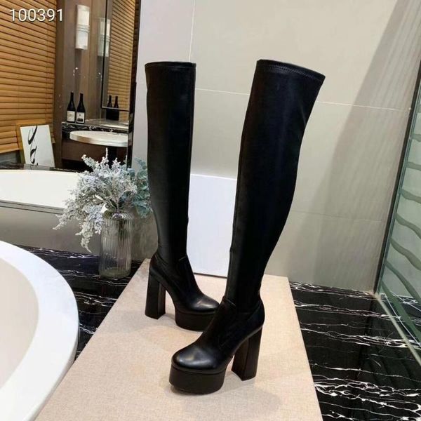 super high heels thick platform thigh high boots real leather stretch over-the-knee bota feminina zapatos de mujer, Black
super high heels thick platform thigh high boots real leather stretch over-the-knee bota feminina zapatos de mujer, Black