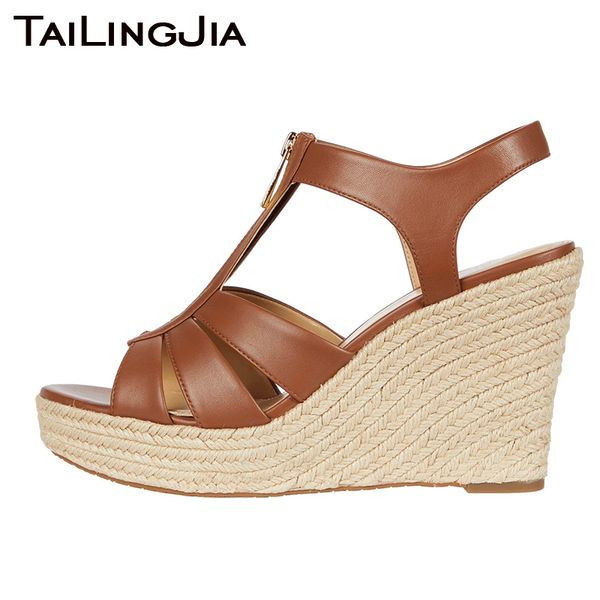 women shoes sandals 2020 wedges platform heels ladies peep toe brown pu leather zipper dress shoe rope wedge large size footwear, Black
women shoes sandals 2020 wedges platform heels ladies peep toe brown pu leather zipper dress shoe rope wedge large size footwear, Black