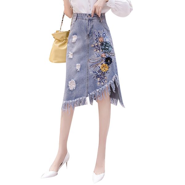 skirts streetwear flower appliques ripped tassel denim skirt women fashion non-symmetrical a-line jean 2021 high waist, Black
skirts streetwear flower appliques ripped tassel denim skirt women fashion non-symmetrical a-line jean 2021 high waist, Black