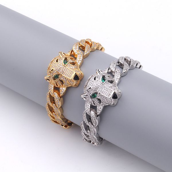 12mm animal copper green eye diamond leopard head bracelet men's hip hop aggressive bracelet jewelry, Black
12mm animal copper green eye diamond leopard head bracelet men's hip hop aggressive bracelet jewelry, Black