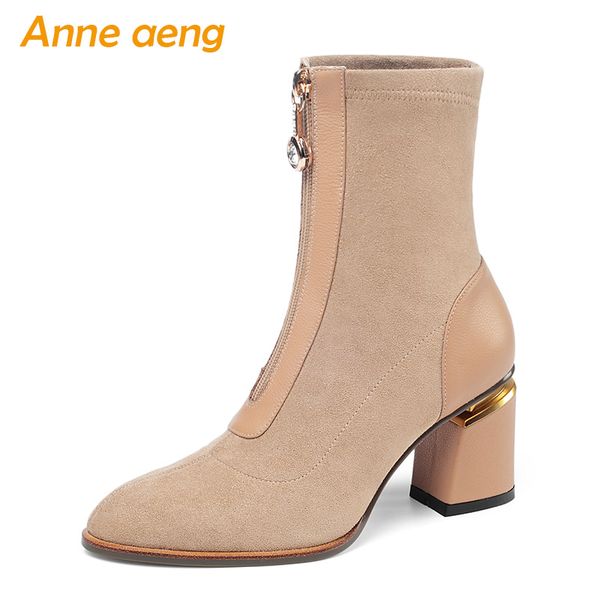2020 new autumn genuine leather women ankle boots high heel round toe zipper elegant women cow suede shoes apricot short boots, Black
2020 new autumn genuine leather women ankle boots high heel round toe zipper elegant women cow suede shoes apricot short boots, Black