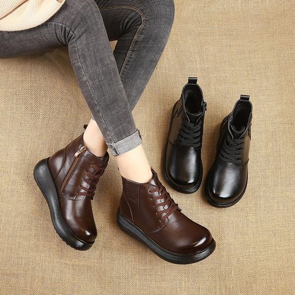 2020 winter round head boots platform warm boots women snow genuine leather antislip lace up winter ankle, Black
2020 winter round head boots platform warm boots women snow genuine leather antislip lace up winter ankle, Black
