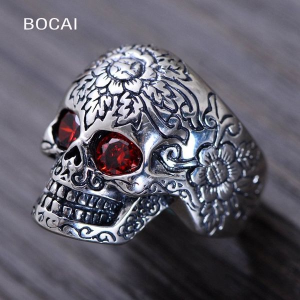 s925 pure silver red flower skull pure silver ring male punk thai men's fashion rings, Golden;silver
s925 pure silver red flower skull pure silver ring male punk thai men's fashion rings, Golden;silver