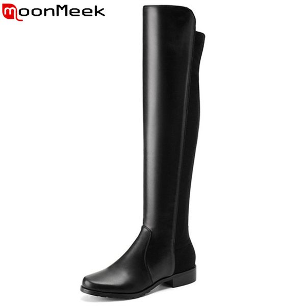 moonmeek size 33-43 fashion autumn winter boots women round toe over the knee boots low heel stretch fabric+cow leather, Black
moonmeek size 33-43 fashion autumn winter boots women round toe over the knee boots low heel stretch fabric+cow leather, Black
