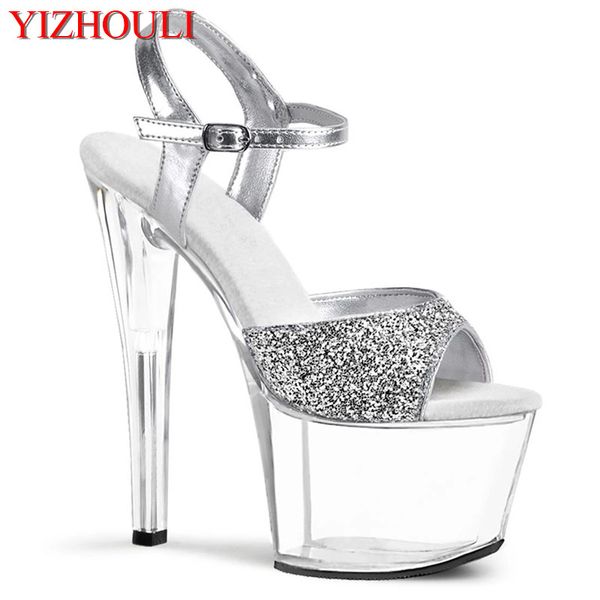 sandals 7 inch stiletto with open toes, summer women's 17 cm sandals, silver sequined vamp stage party, Black
sandals 7 inch stiletto with open toes, summer women's 17 cm sandals, silver sequined vamp stage party, Black
