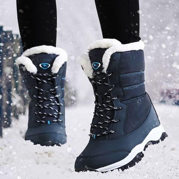 women warm snow boots winter thick fur lace up woman ankle boots waterproof platform heels ladies botas mujer plus size 35-43, Black
women warm snow boots winter thick fur lace up woman ankle boots waterproof platform heels ladies botas mujer plus size 35-43, Black