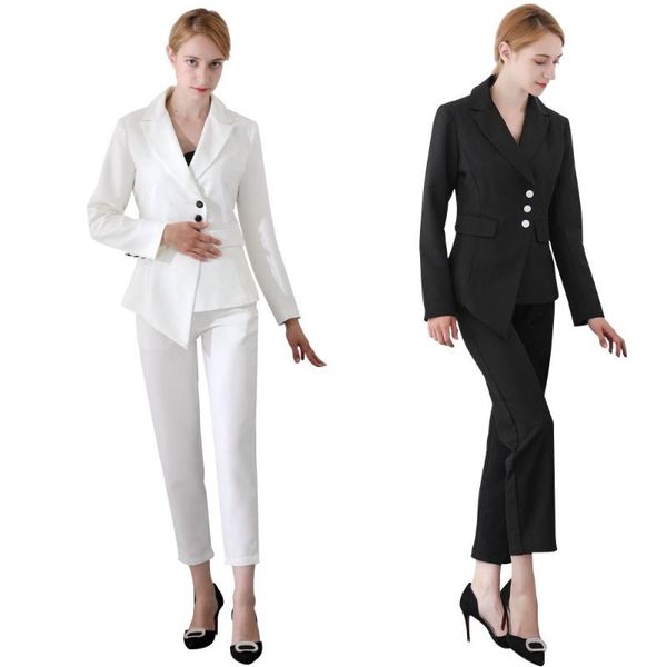 asymmetrical solid color women's suit suit new fashion oblique placket slim small suit+nine pants office professional, White
asymmetrical solid color women's suit suit new fashion oblique placket slim small suit+nine pants office professional, White
