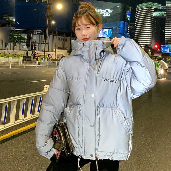 women's winter jacket with zipper hooded loose woman parkas stand collar solid cotton padded covered button casual thick coats, Black
women's winter jacket with zipper hooded loose woman parkas stand collar solid cotton padded covered button casual thick coats, Black