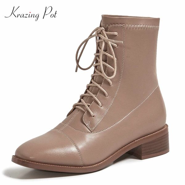 boots krazing pot work real leather leisure chic soft cross-tied thick med heel round toe lace up office lady ankle l26, Black
boots krazing pot work real leather leisure chic soft cross-tied thick med heel round toe lace up office lady ankle l26, Black