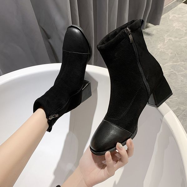 boots brand women's shoes round toe boots-women booties ladies low heels booties fashion autumn 2020 mid calf rubber, Black
boots brand women's shoes round toe boots-women booties ladies low heels booties fashion autumn 2020 mid calf rubber, Black