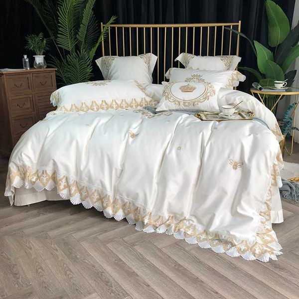 elegant white gray duvet cover set 800tc egyptian cotton bedding set with gold embroidery lace king size 4/7pcs
elegant white gray duvet cover set 800tc egyptian cotton bedding set with gold embroidery lace king size 4/7pcs