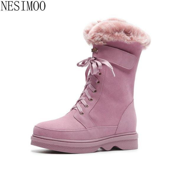 boots nesimoo 2021 cow suede round toe snow zipper lace up women shoes keep warm wedges winter fashion mid calf size 34-40, Black
boots nesimoo 2021 cow suede round toe snow zipper lace up women shoes keep warm wedges winter fashion mid calf size 34-40, Black