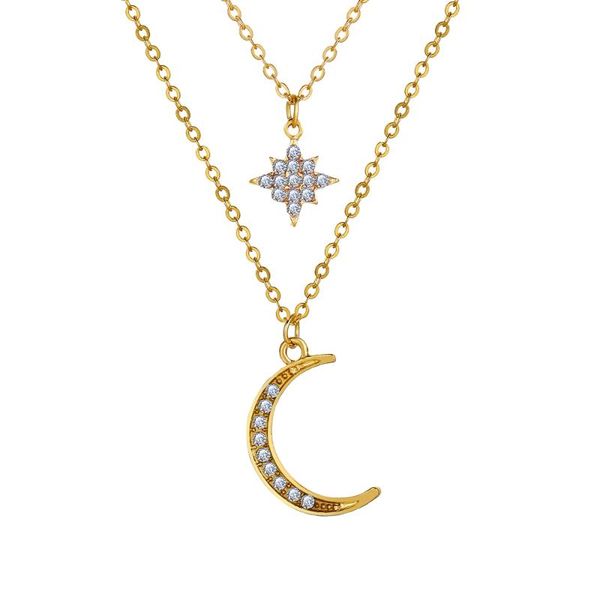 fashion gold plated layered long dainty necklace charms crystal star moon pendant for women luxury jewelry chain choker gifts, Silver
fashion gold plated layered long dainty necklace charms crystal star moon pendant for women luxury jewelry chain choker gifts, Silver
