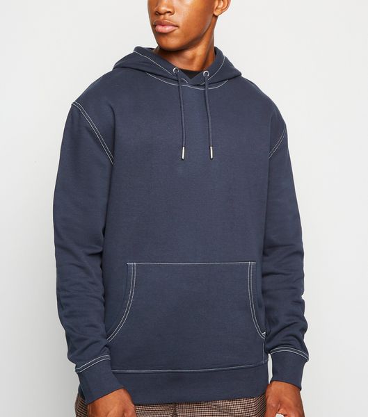 custom men hoodies,mens bamboo hoodies sweatshirts , navy contrast stitch hoodie, Black