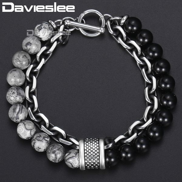 link, chain davieslee bracelet for men glass map stone beads cut cable link stainless steel black gunmetal tone mens bracelets ddb33
link, chain davieslee bracelet for men glass map stone beads cut cable link stainless steel black gunmetal tone mens bracelets ddb33
