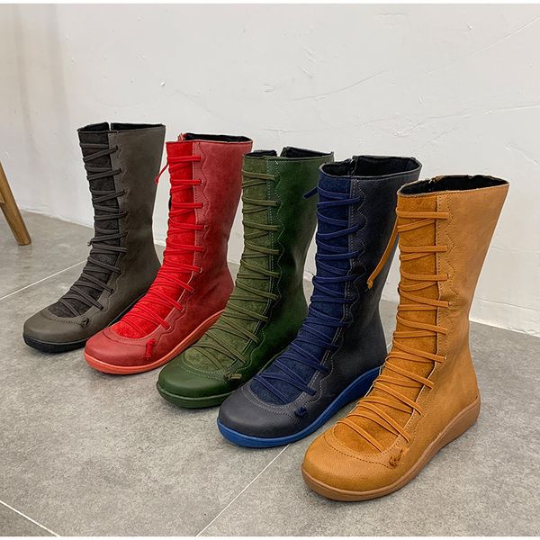 women's mid calf boots flat pu leather women autumn cross strap vintage women long punk boot ladies woman plus size shoes, Black
women's mid calf boots flat pu leather women autumn cross strap vintage women long punk boot ladies woman plus size shoes, Black