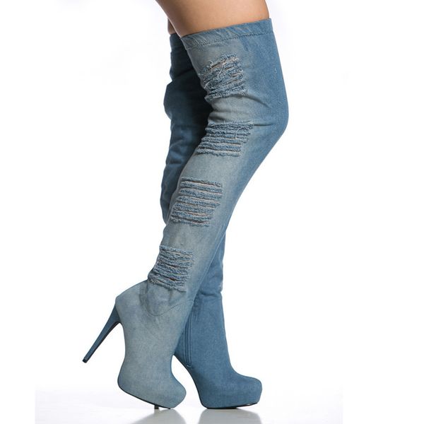 siddons denim ripped thigh hgih boots for women 2020 autumn females round toe platform shoes thin high heels knee-high boots, Black
siddons denim ripped thigh hgih boots for women 2020 autumn females round toe platform shoes thin high heels knee-high boots, Black