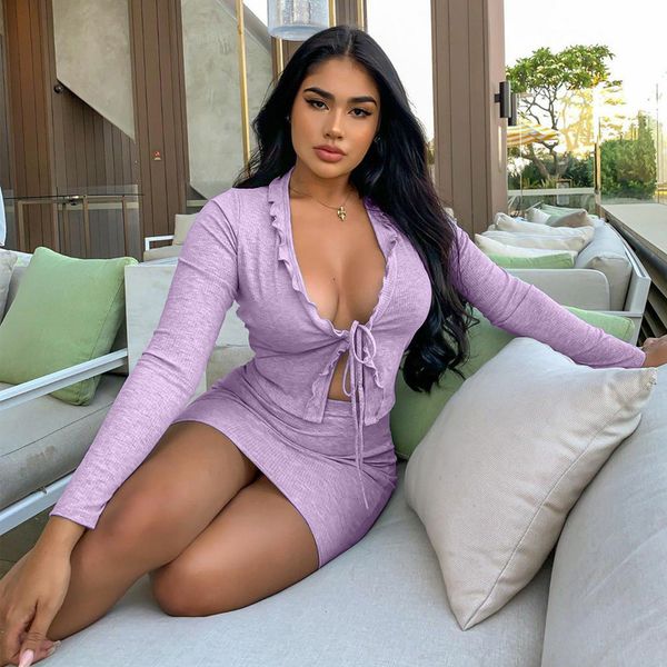 women casual two piece set long sleeve cardigan and skirts drawstring crop fashion solid color women's clothing, Gray
women casual two piece set long sleeve cardigan and skirts drawstring crop fashion solid color women's clothing, Gray