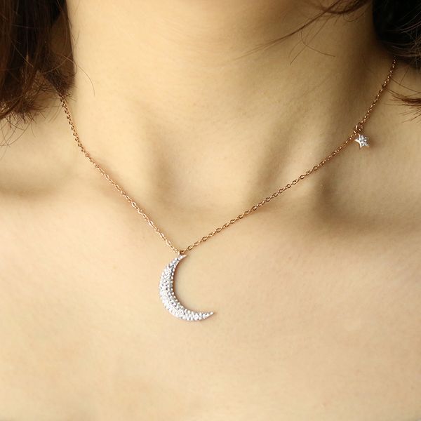 the stars the moon necklace female han edition contracted character joker zircon red tide necklace pendant with cold, Silver
the stars the moon necklace female han edition contracted character joker zircon red tide necklace pendant with cold, Silver
