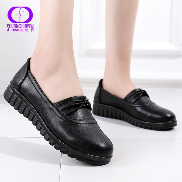 aimeigao mature office lady black bow-knot flats women 2020 autumn leather shoes female soft slip on pu loafers lady round toe
aimeigao mature office lady black bow-knot flats women 2020 autumn leather shoes female soft slip on pu loafers lady round toe