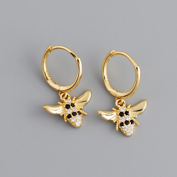 hoop & huggie 925 silver gold color small animal honey bee earring with black zirconia for women pendientes ear piercing oorbellen 2021, Golden;silver
hoop & huggie 925 silver gold color small animal honey bee earring with black zirconia for women pendientes ear piercing oorbellen 2021, Golden;silver