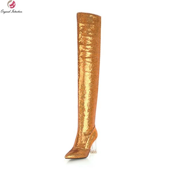 boots original intention super women thigh high round heels elegant black gold silver shoes woman plus us size 3-10.5
boots original intention super women thigh high round heels elegant black gold silver shoes woman plus us size 3-10.5