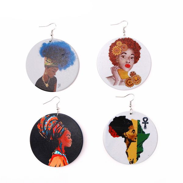sell round wooden earrings printed african female head wood pendant earring dangle ear hook ear drop for women jewelry gift, Silver
sell round wooden earrings printed african female head wood pendant earring dangle ear hook ear drop for women jewelry gift, Silver