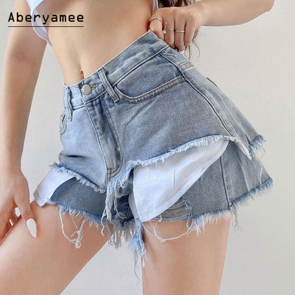 aberyamee women's jeans double layer loose wild shorts woman tassel casual pockets button irregular ladies summer denim clothes, White;black
aberyamee women's jeans double layer loose wild shorts woman tassel casual pockets button irregular ladies summer denim clothes, White;black