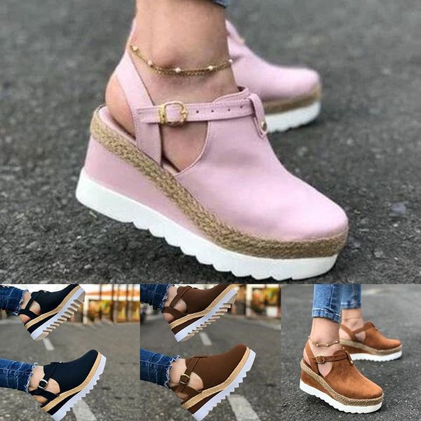 women casual round toe ankle strap sandals buckles women shoes platform wedge beach shoes woman footwear, Black
women casual round toe ankle strap sandals buckles women shoes platform wedge beach shoes woman footwear, Black