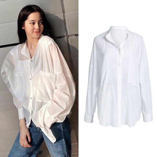 women's jackets nana's same white chiffon shirt summer sun proof clothing korean loose fashion versatile medium length top, Black;brown
women's jackets nana's same white chiffon shirt summer sun proof clothing korean loose fashion versatile medium length top, Black;brown