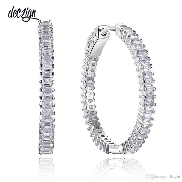deczign deluxe women hoop earrings square cut sparkling zirconia 925 sterling silver wedding style jewelry se20039r
deczign deluxe women hoop earrings square cut sparkling zirconia 925 sterling silver wedding style jewelry se20039r