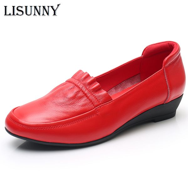 lisunny brand shoes wedges heel ladies pumps genuine leather women's shoes middle heels comfortable soft women large size, Black
lisunny brand shoes wedges heel ladies pumps genuine leather women's shoes middle heels comfortable soft women large size, Black