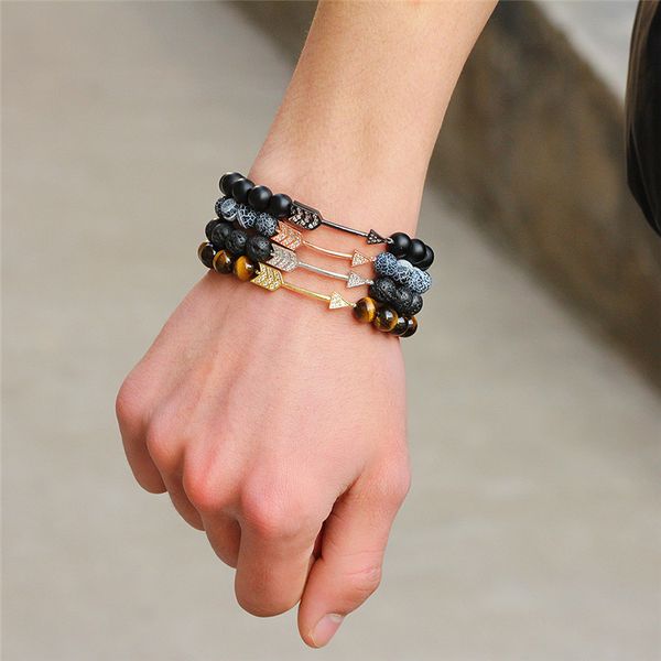 beaded, strands 8mm fashion gold silver color dumbbell arrow natural stone women bracelet bangle men lava bead jewelry gift, Black
beaded, strands 8mm fashion gold silver color dumbbell arrow natural stone women bracelet bangle men lava bead jewelry gift, Black