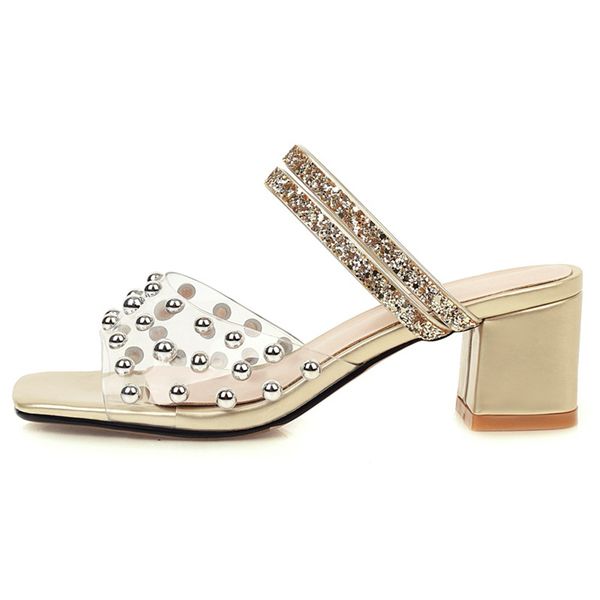 pvc transparent women slippers fashion outdoor summer rivets slides women block medium heels gold silver mules shoes, Black
pvc transparent women slippers fashion outdoor summer rivets slides women block medium heels gold silver mules shoes, Black