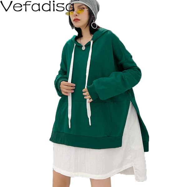 vefadisa plus size fake two piece sweatshirt women 2020 autumn stitching color pullover coat patchwork hooded coat qyf3648, Black
vefadisa plus size fake two piece sweatshirt women 2020 autumn stitching color pullover coat patchwork hooded coat qyf3648, Black