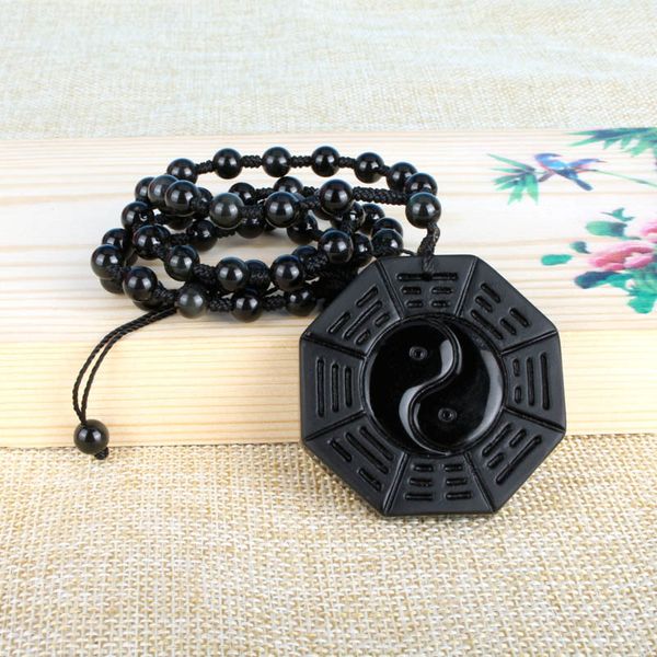 chains drop black natural obsidian necklace pendant chinese bagua men's women's jewelry with certificate, Silver
chains drop black natural obsidian necklace pendant chinese bagua men's women's jewelry with certificate, Silver