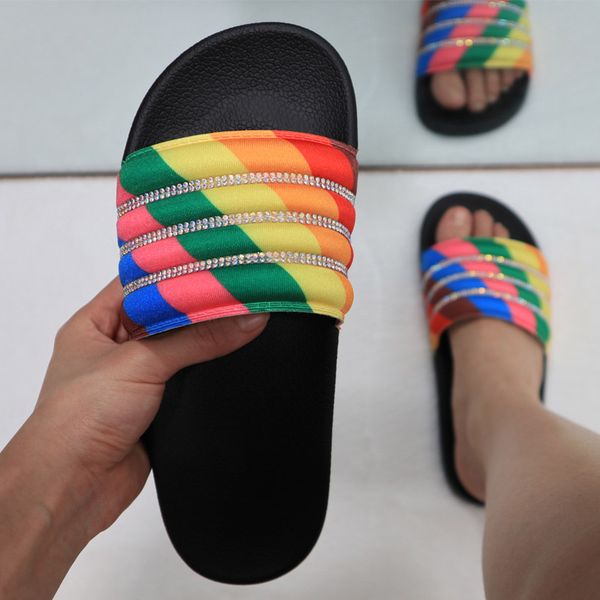 ladies slippers colorful stripes women crystal slides rainbow rhinestones leopard 2020 lightweight soft bottom new cloth, Black
ladies slippers colorful stripes women crystal slides rainbow rhinestones leopard 2020 lightweight soft bottom new cloth, Black