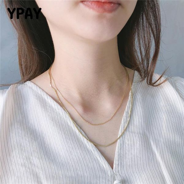 ypay pure 925 sterling silver necklaces for women korea gold plated double layers box chain necklace fine party jewelry ymn168
ypay pure 925 sterling silver necklaces for women korea gold plated double layers box chain necklace fine party jewelry ymn168