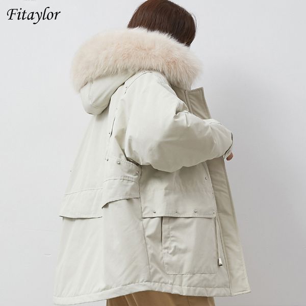fitaylor winter artificial fur hooded jackets women white duck down parkas loose plus size coats warm casual pink snow outwear, Black
fitaylor winter artificial fur hooded jackets women white duck down parkas loose plus size coats warm casual pink snow outwear, Black