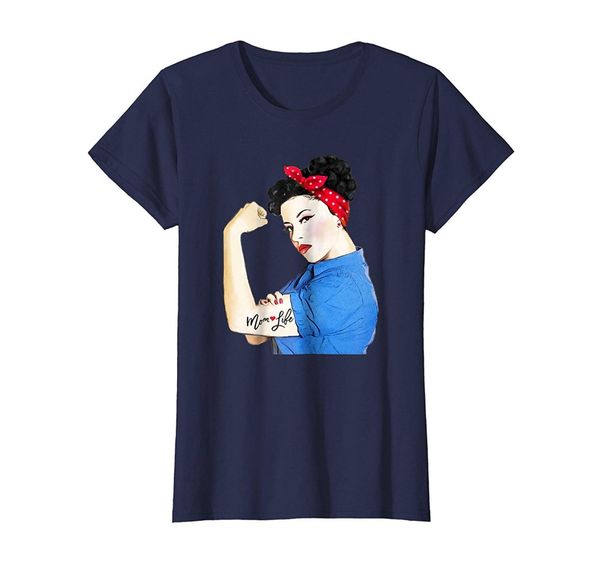 new fashion men men's t shirt mom life tattoo heart girl power pinup retro mommy t-shirt t-shirt