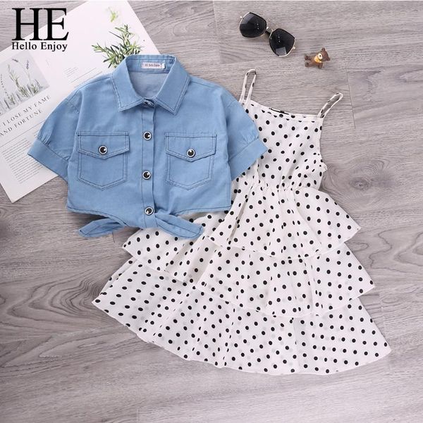 he hello enjoy teenagers girls clothing sets 2020 summer dot sling princess dress +denim blouse clothes for girl 8 10 12 years, White
he hello enjoy teenagers girls clothing sets 2020 summer dot sling princess dress +denim blouse clothes for girl 8 10 12 years, White