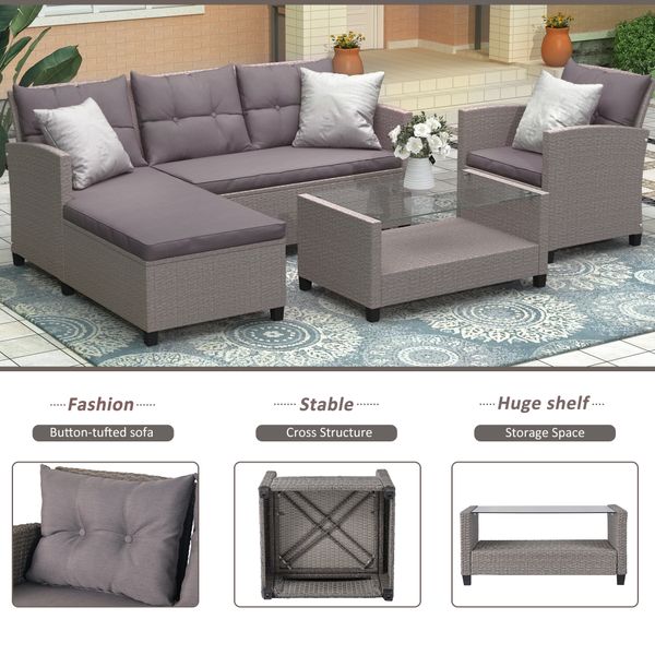 u_style гостиная открытый патио наборов мебель 4 шт диалог set плетеной ratten секционного диван с сиденьем подушек серого wy000066eaa
u_style гостиная открытый патио наборов мебель 4 шт диалог set плетеной ratten секционного диван с сиденьем подушек серого wy000066eaa