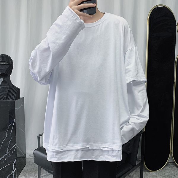 spring hole hoodie men's fashion solid color casual fake two sweatshirts men streetwear wild loose hip hop hoodies mens hoody, Black
spring hole hoodie men's fashion solid color casual fake two sweatshirts men streetwear wild loose hip hop hoodies mens hoody, Black